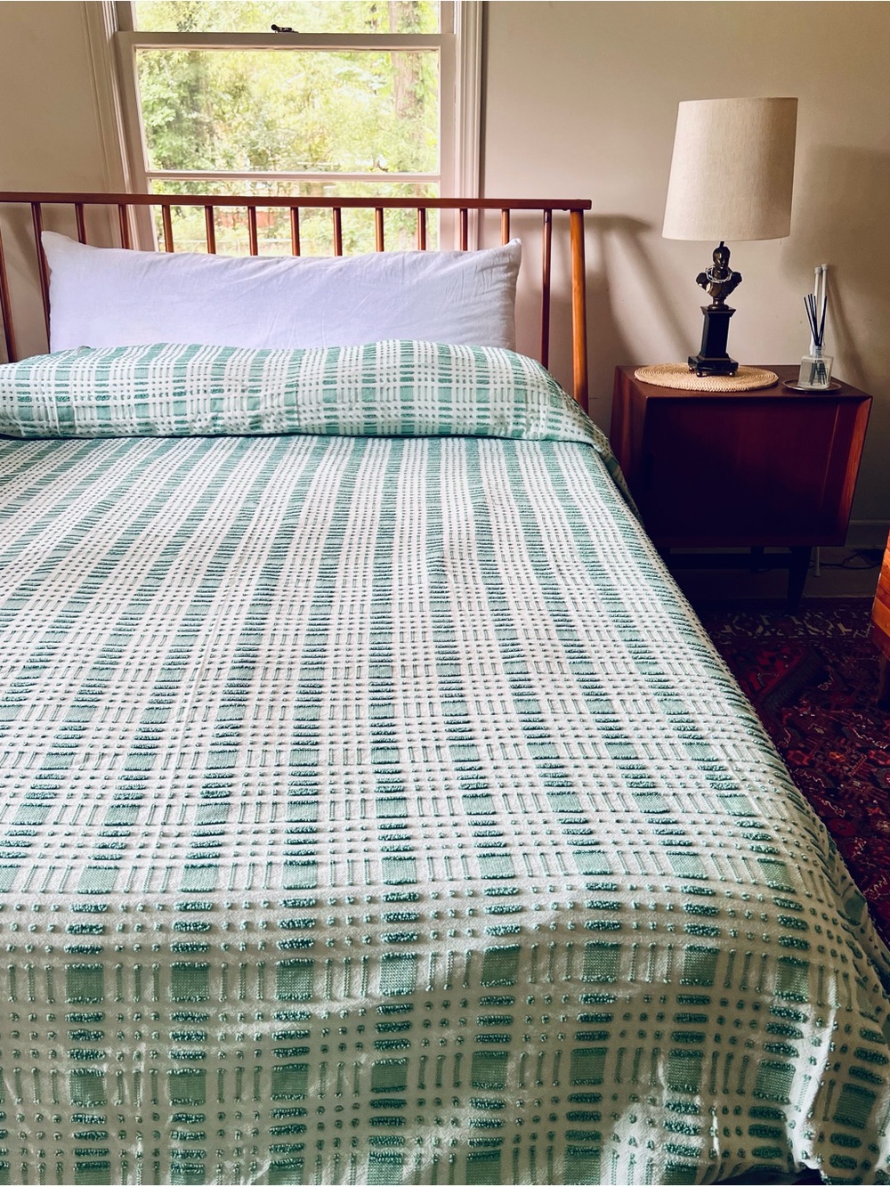 Vintage 1960s Morgan Jones Chenille Bedspread Tag Says Twin but Fits Like Full